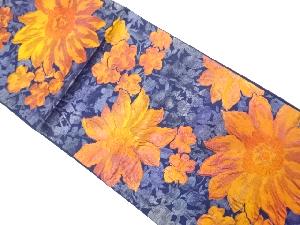 ふくれ織　花模様織り出し　袋帯